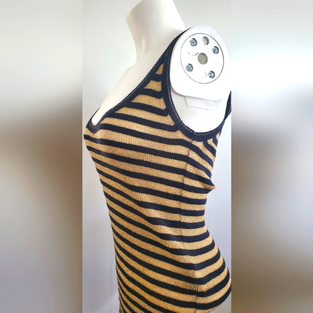D&G dolce&gabbana- striped tank top gold metal / black - scoop neck - Picture 4 of 8